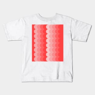 Retro, Coral, Scallop Curve Pattern Kids T-Shirt